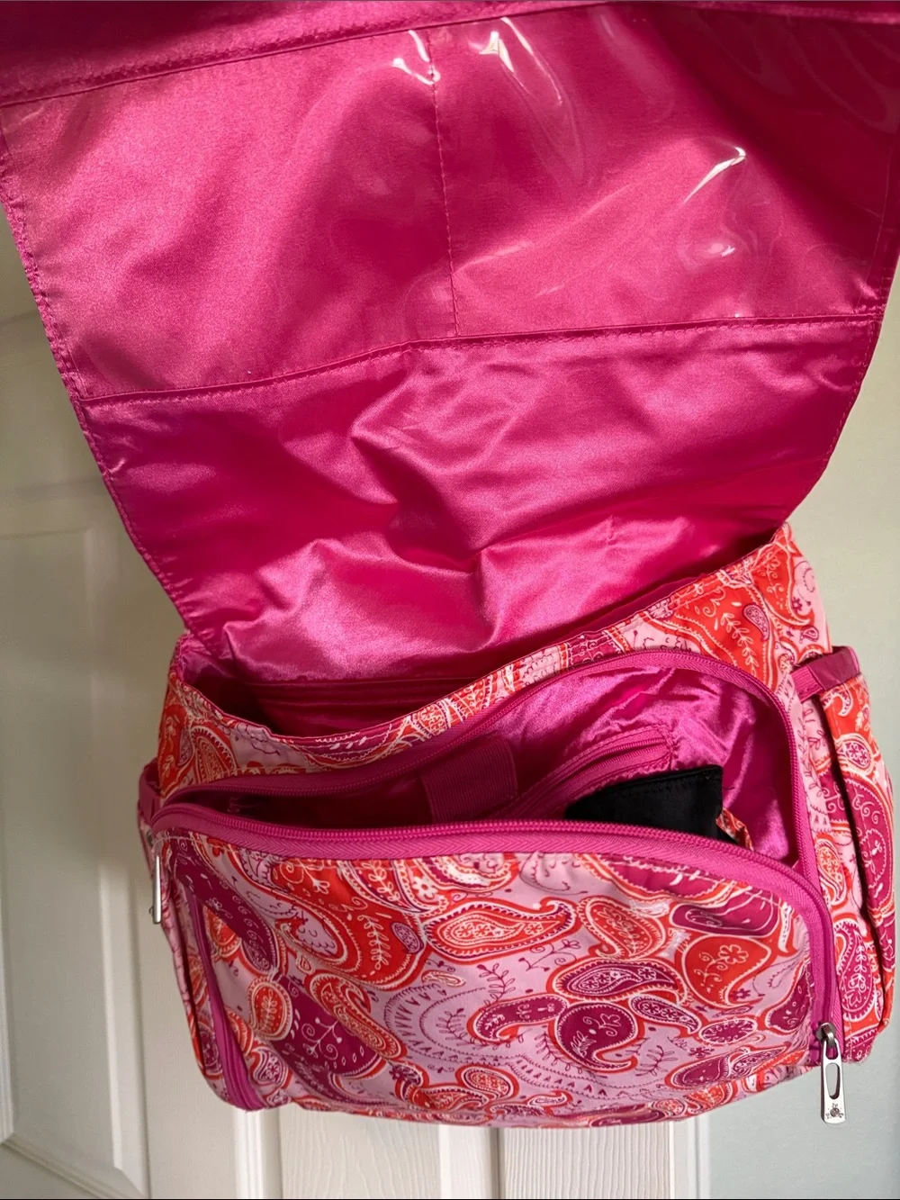 Ju-Ju-Be Pink and Orange Paisley Shoulder/Crossbody Diaper Bag